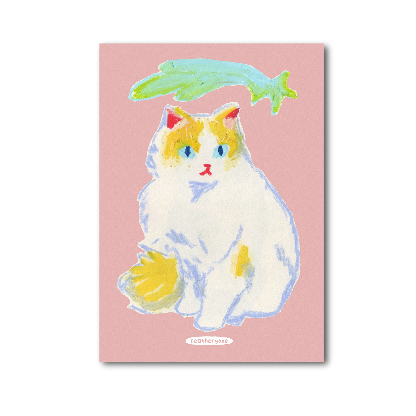 Crayon Cat Rag Print