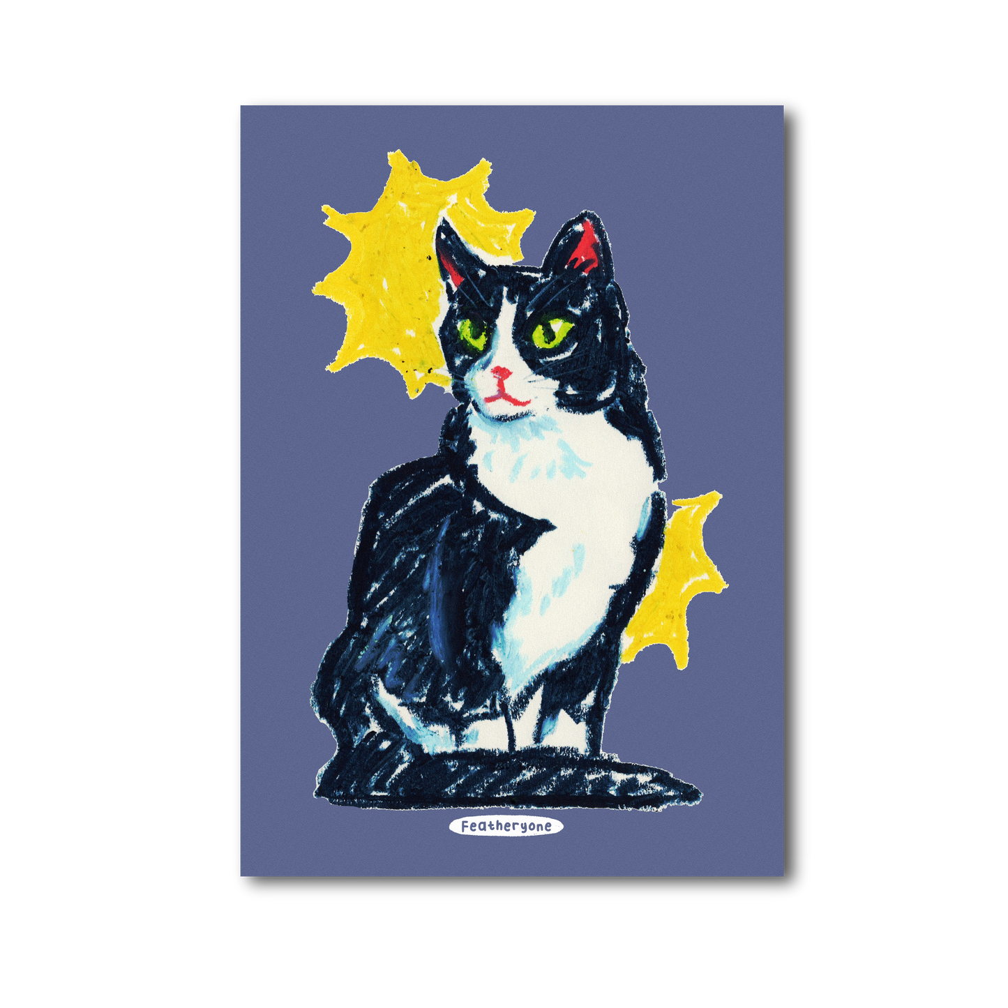 Crayon Cat Tux Print