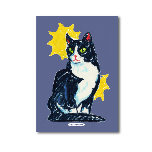 Crayon Cat Tux Print
